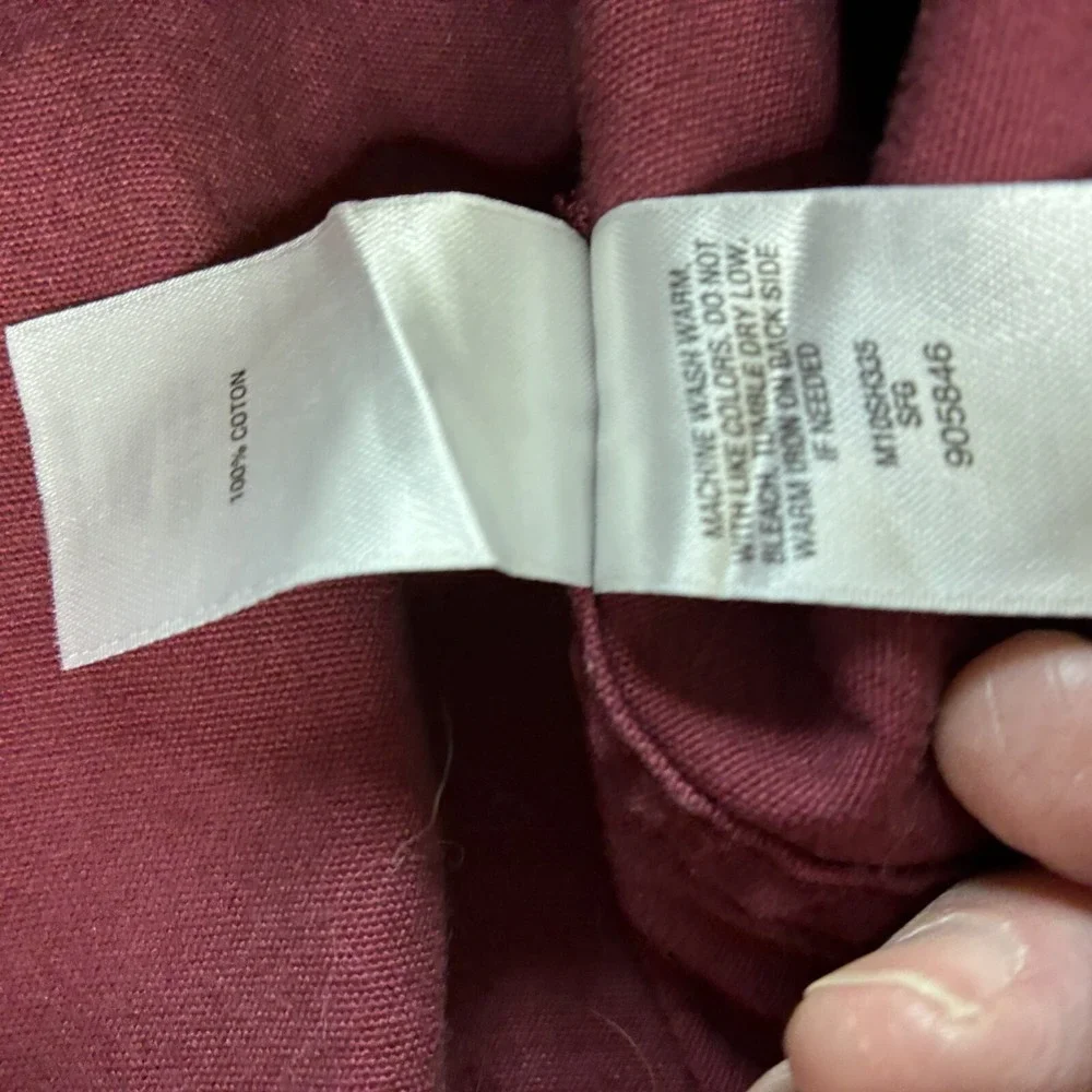 Cabelas Shirt Men's XL Reg Button Up Burgundy Red Short Sleeve  Brush Popper‎ - Picture 16 of 16